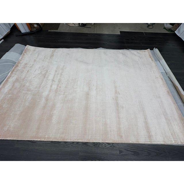 Rh Reeve Stripe Handwoven Rug — 6' × 9' Petal | 100% Tencel™ | Subtle Sheen & Texture For Sale - Image 13 of 18