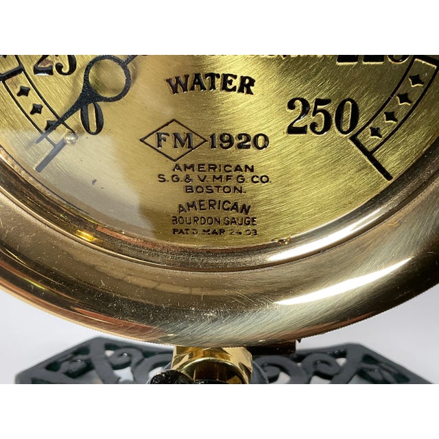 Antique Brass Gauge on Iron Stand For Sale In Boston - Image 6 of 10
