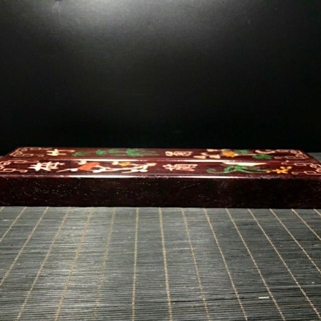 Wood Pair of Vintage Rosewood Paperweights With Inlaid "Four Gentlemen" Motif For Sale - Image 7 of 9