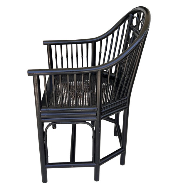 Late 20th Century Late 20th Century Faux Bamboo Brighton Pavilion Style Chinoiserie Corner Chair For Sale - Image 5 of 7