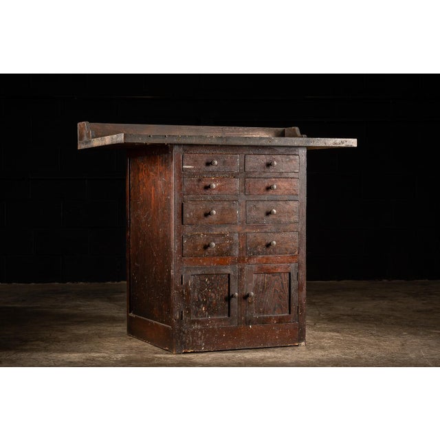 Brown 1930s Vintage Industrial Workbench Cabinet With Dividers For Sale - Image 8 of 8