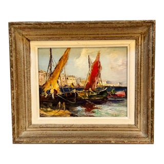 19th Century French Ships Painting on Board For Sale