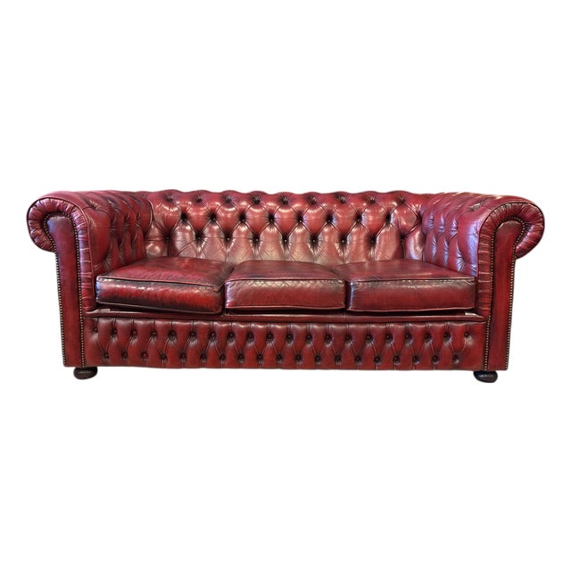 Vintage Chesterfield Leather Sofa For Sale