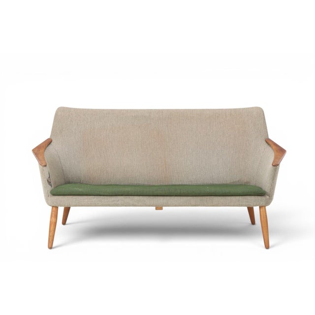 Attributed to Henry Schubell & Arnold Madsen 1950s Wool and Teak Freestanding Sofa For Sale In San Francisco - Image 6 of 6