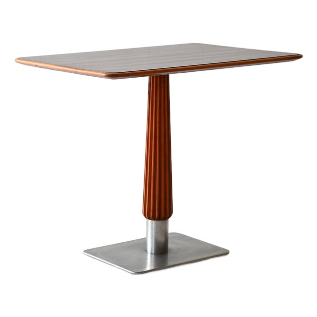 Mahogany Bar Table with Steel Base, 1930s For Sale