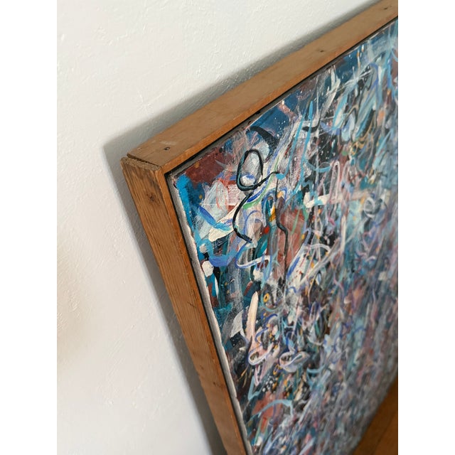 Jackson Pollock Very Large 1980s Modern Abstract Expressionist Painting, Framed For Sale - Image 4 of 12