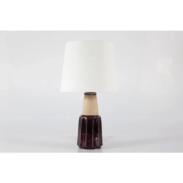 Table Lamp with Dark Purple Glaze by Herman A. Kähler, Denmark, 1960s For Sale - Image 9 of 9