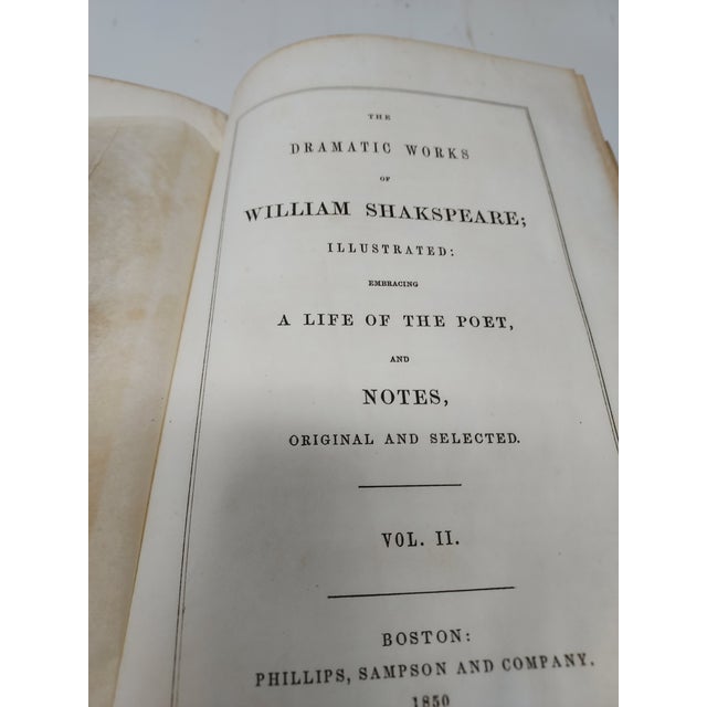 Brown Shakespeare Complete Works Eight Volumes Published Boston Phillips Sampson & Co. 1850 For Sale - Image 8 of 12