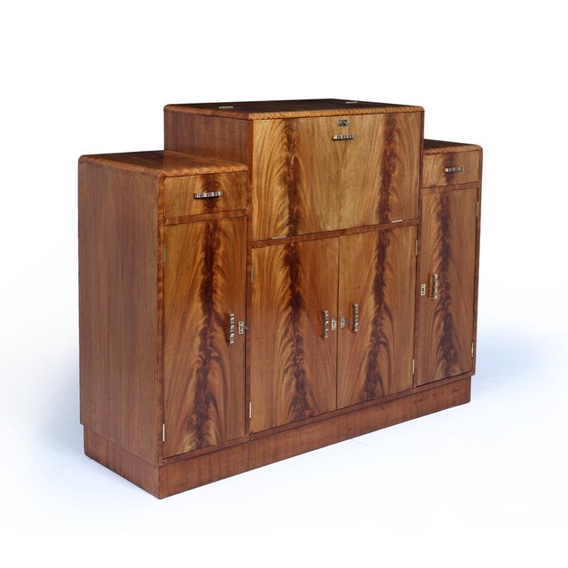 English Art Deco Walnut Cocktail Sideboard, 1930s For Sale - Image 3 of 16