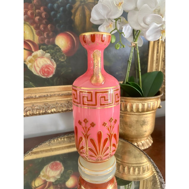 French 19th Century Continental Pink Opaline Glass Vase For Sale - Image 3 of 9