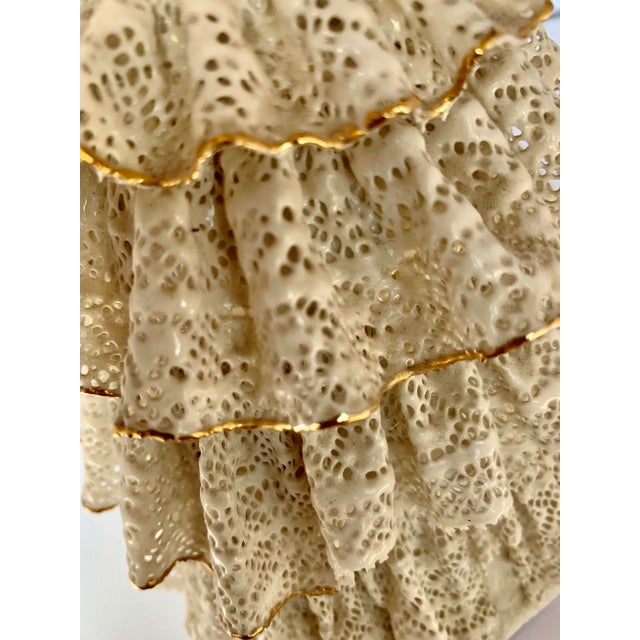 Off-white Rare Vintage Lee Wollard Porcelain Figurine Titled ‘Nancy’ With Tiered Dresden Lace Skirt For Sale - Image 8 of 12