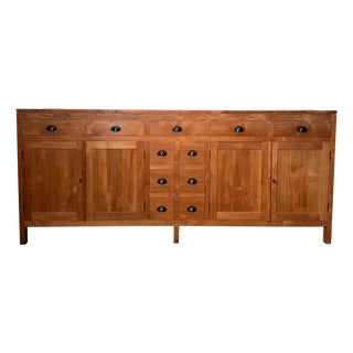 Large Teak Sideboard with Multiple Drawers and Cupboards For Sale