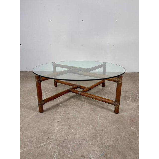 Bamboo and Leather Coffee Table by Frank Kaufeld for McGuire, 1960s For Sale - Image 3 of 10