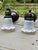 American Pair of Antique Brass Sconces With Vintage Opalescent Shades For Sale - Image 3 of 7