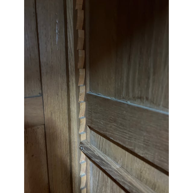 Wood Antique Carved Oak Triple-Door Armoire With Beveled Mirror, Early 20th Century For Sale - Image 7 of 10