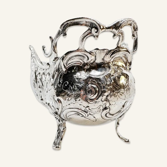 19th Century Pair of Coin Silver Centerpieces With Scrollwork and Acanthus Leaf Decoration For Sale - Image 5 of 7