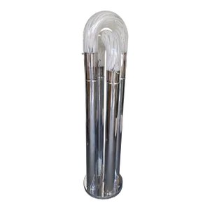Mid-Century Modern Ring Floor Lamp Murano Glass Metal by Mazzega, Italy, 1970s