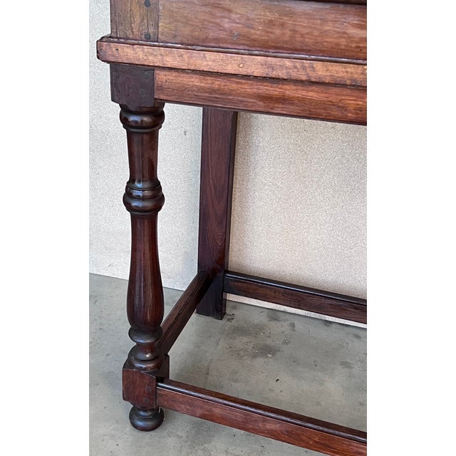 19th Catalan Spanish Cabinet on Stand in Carved Walnut and Iron Stretcher For Sale - Image 11 of 12