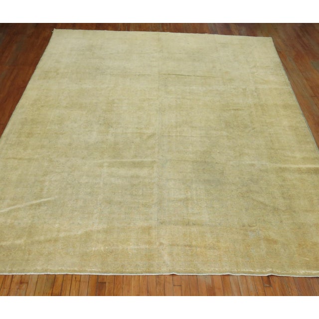 Early 20th Century Pale Green Yellow Persian Tabriz Rug For Sale - Image 10 of 12