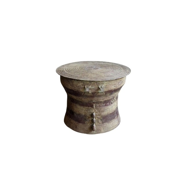 Monumental Cast Bronze Rain Drum Side Table Sculptural Patinated Finish For Sale - Image 9 of 10