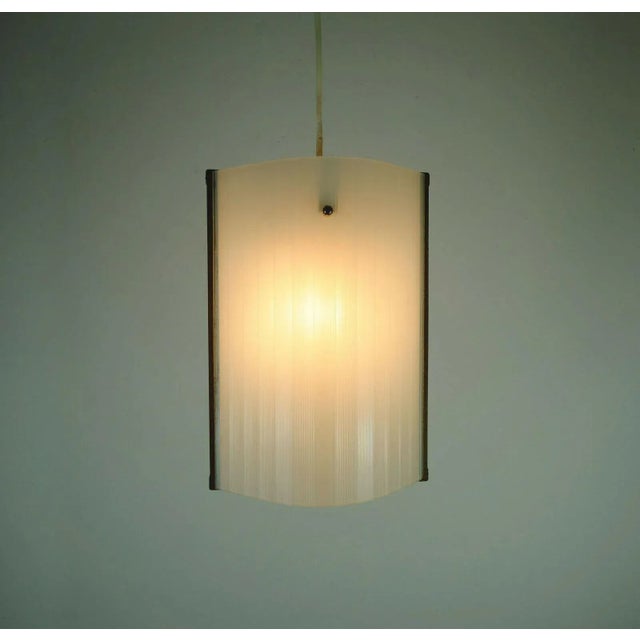 Mid-Century Modern Danish Modern Teak Opal Glass Brass Hanging Lamp For Sale - Image 10 of 11