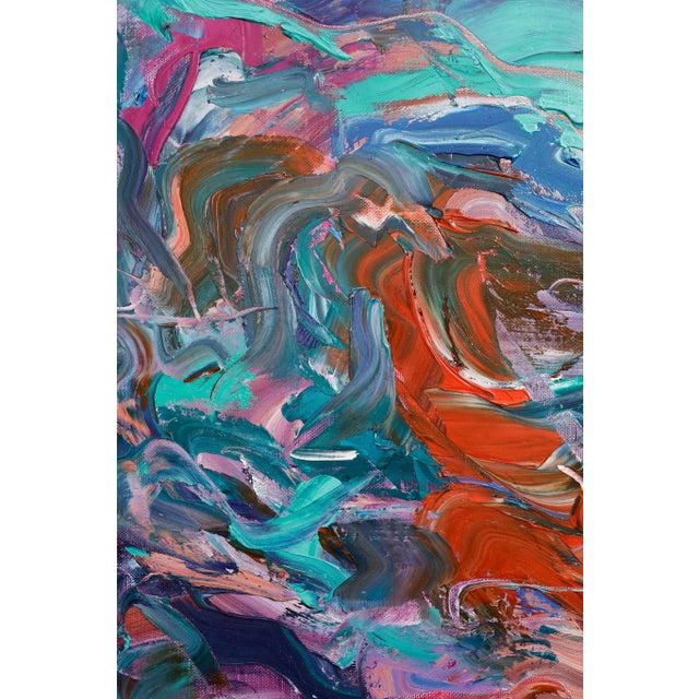 Blue "I Don’t Think I Can Resist the Madness Anymore" Large Abstract Oil Painting by Simon Findlay For Sale - Image 8 of 12