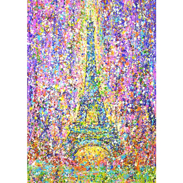 Holiday. Eiffel Tower. Original Contemporary Painting For Sale