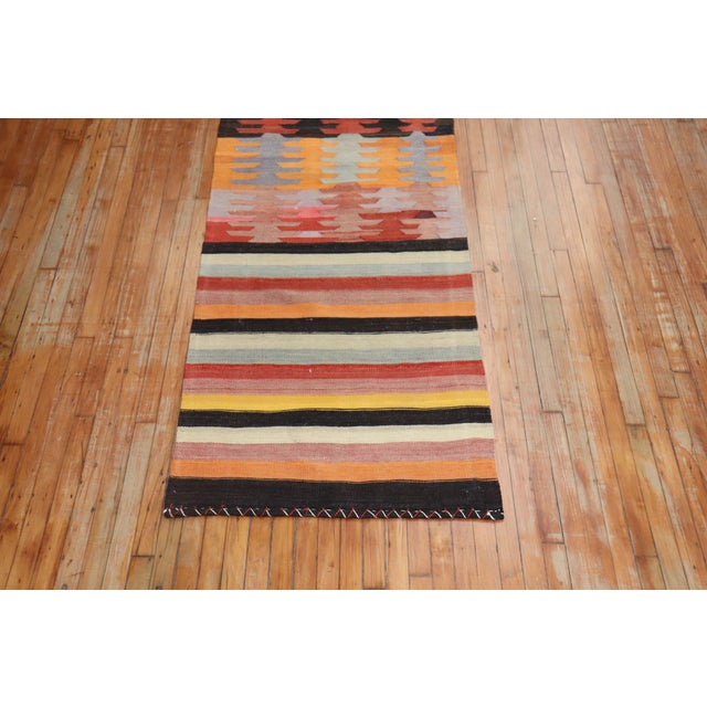 Vintage Zabihi Collection Turkish Kilim Runner - 3' x 15'9" For Sale - Image 4 of 8