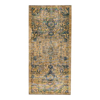 Vintage Distressed All Over Tan Wool Rug For Sale