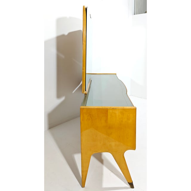 Italian Sideboard with Mirror in Maple Wood, 1950s For Sale - Image 9 of 18