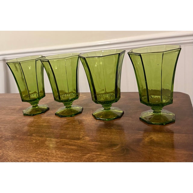 Green Octagon Shaped Glasses by Independence Glass Company - Set of 4 For Sale - Image 4 of 10