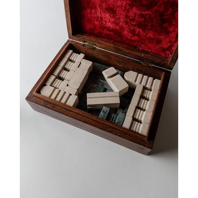 Beige Vintage Marble Chess Set in Green and Beige Stone Chess, 1970s, Set of 33 For Sale - Image 8 of 17