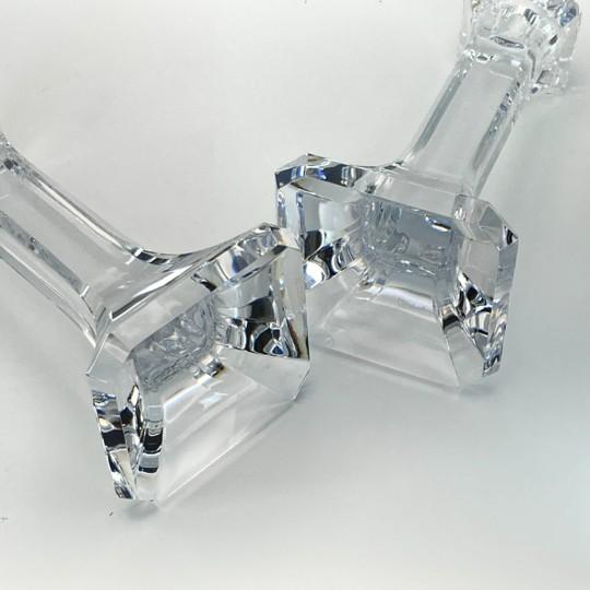 Pair of Orrefors Crystal “Regina” Candlesticks (Tall 7 5/8”) Signed by Olle Alberius (4536-65 Vintage 1990s, Sweden) For Sale - Image 13 of 15
