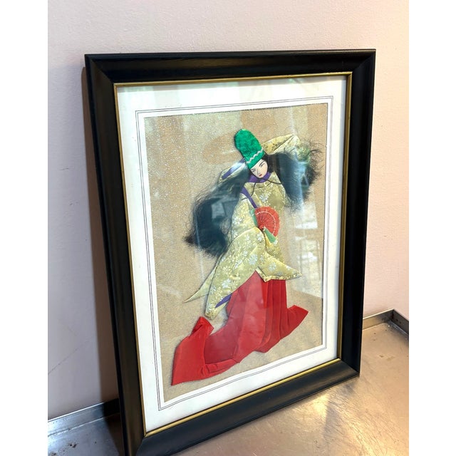 Asian Asian Style Textile/Hair Woman Framed Collage For Sale - Image 3 of 5