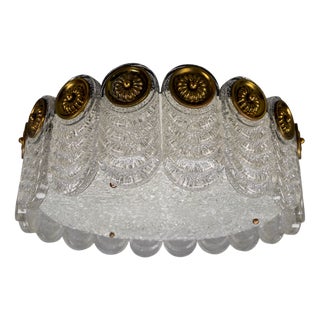 Mid-Century Modern Murano Ice Glass Round Flush Mount by Kaiser Leuchten, 1970s For Sale