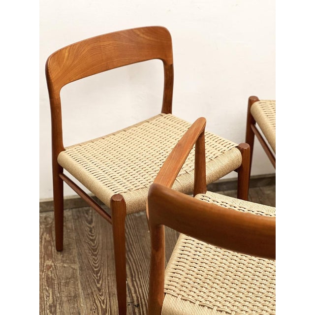 Mid-Century Danish Chairs in Teak Model 56 & 75 by Niels Møller for J.L. Mollers, 1950s, Set of 6 For Sale - Image 11 of 18
