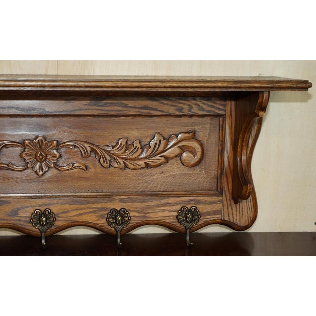 Antique Dutch Heavily Carved Oak Wall Rack For Sale - Image 5 of 14