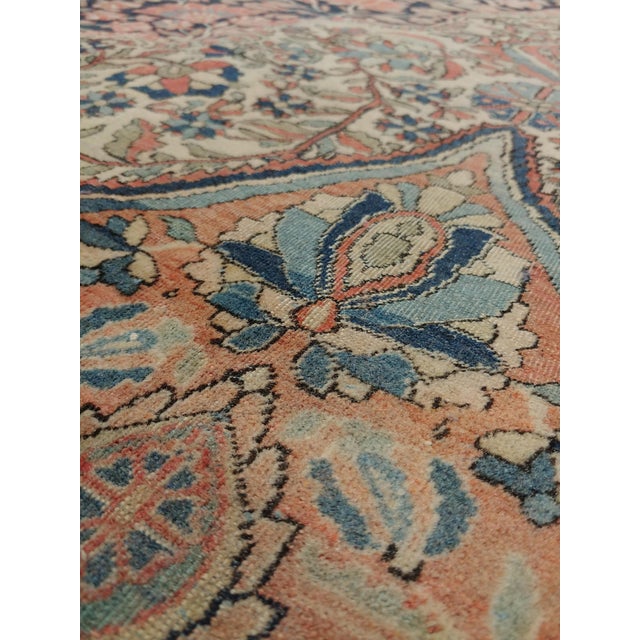 Antique Persian Mohtasham Kashan Carpet, Traditional, Ivory, Blue, Green, Reds For Sale - Image 16 of 16