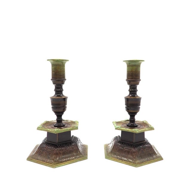 Brown Swedish Baroque Style Candleholders by Ystad Brons, 1940s, Set of 2 For Sale - Image 8 of 8