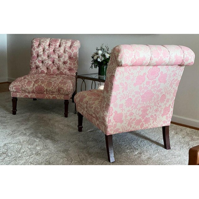 Bernhardt Pair of Martha Stewart for Bernhardt Tufted Slipper Chairs For Sale - Image 4 of 10