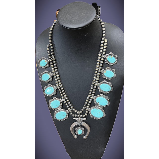 1980s Navajo, Kirk Smith, Squash Blossom Necklace For Sale - Image 4 of 9