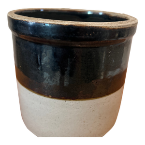 Vintage American Primitive Two-Toned Glazed Stoneware Crock