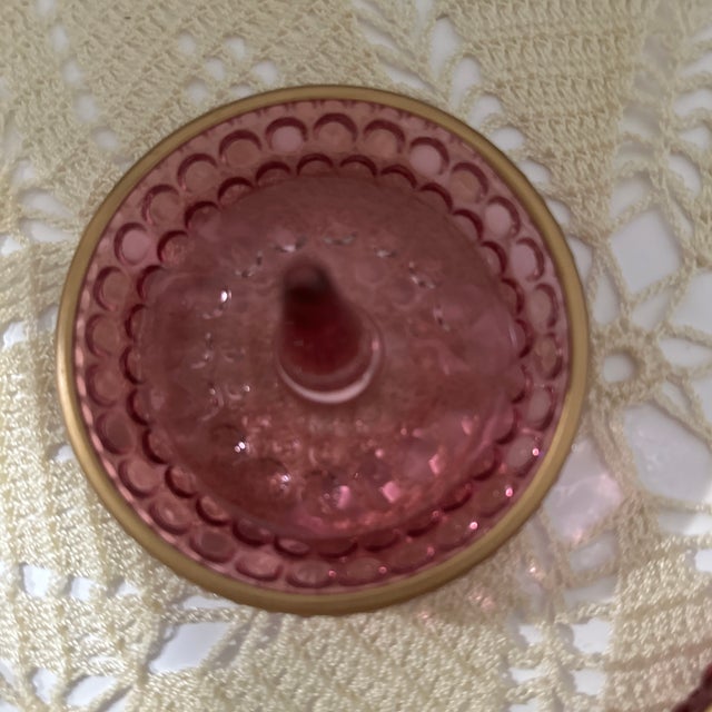 1970s Mid-Century Cranberry Ring Holder. Hobnail For Sale - Image 5 of 9