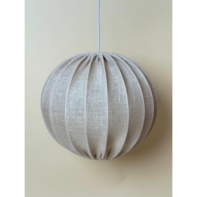 Mid-Century Modern Swedish White Fabric and Metal Balloon Pendant Light, 1960s For Sale - Image 3 of 14