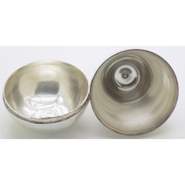 Metal Vintage Italian Handmade Genuine Silver Rare Pear Shaped Pill Snuff Trinket Box For Sale - Image 7 of 12