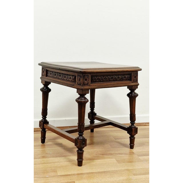 Wood Umbertine Hand-Carved Walnut Side Tables, Italy, Late 19th Century, 1890s, Set of 2 For Sale - Image 7 of 14