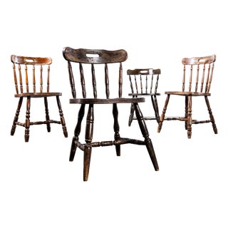 Vintage English Penny Public House Dining Chairs, 1970s, Set of 4 For Sale
