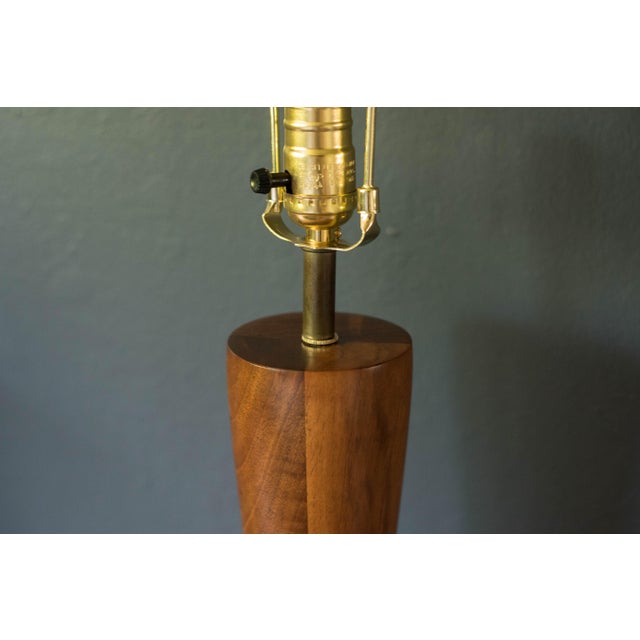 Sculptural Pair of Mid Century Modern Solid Staved Walnut Lamps For Sale - Image 10 of 10