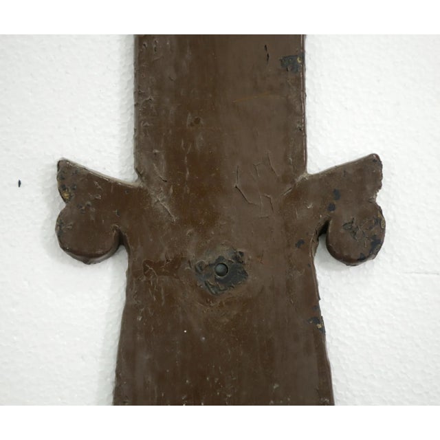 Set of 3 Antique Floral Hand Hammered Iron Door Strap Hinges For Sale - Image 6 of 8