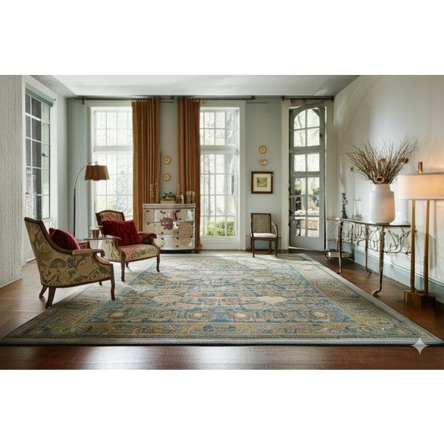 This blue mohair rug features a durable hand knotted pile construction suitable for varied interior settings. It is a...